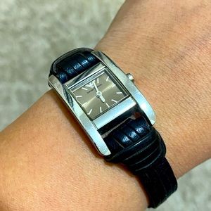 Emporio Armani vintage Navy blue leather watch